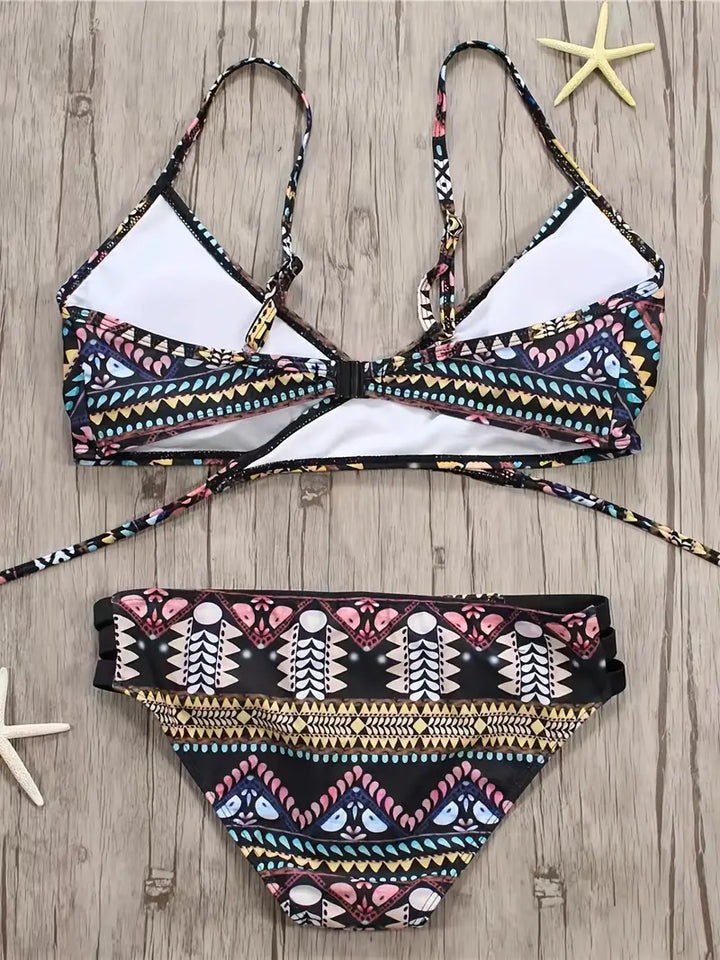 Cookie - Tweedelige bikiniset met gekruiste boho-chique tribalprint