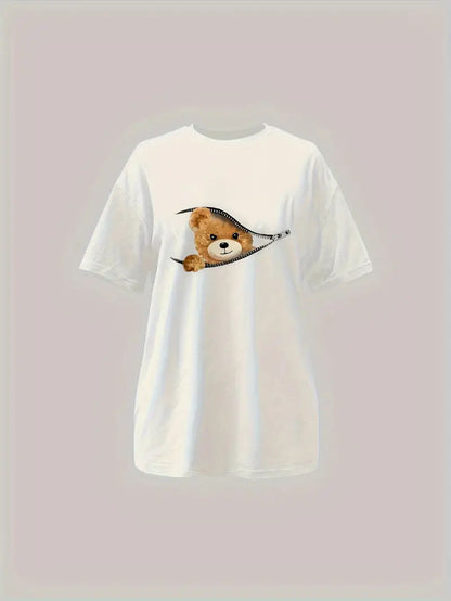 Puk -  T-shirt met cartoonbeer voor lente/zomer