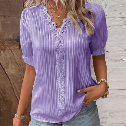 Cato - Elegant shirt met v-hals en kant