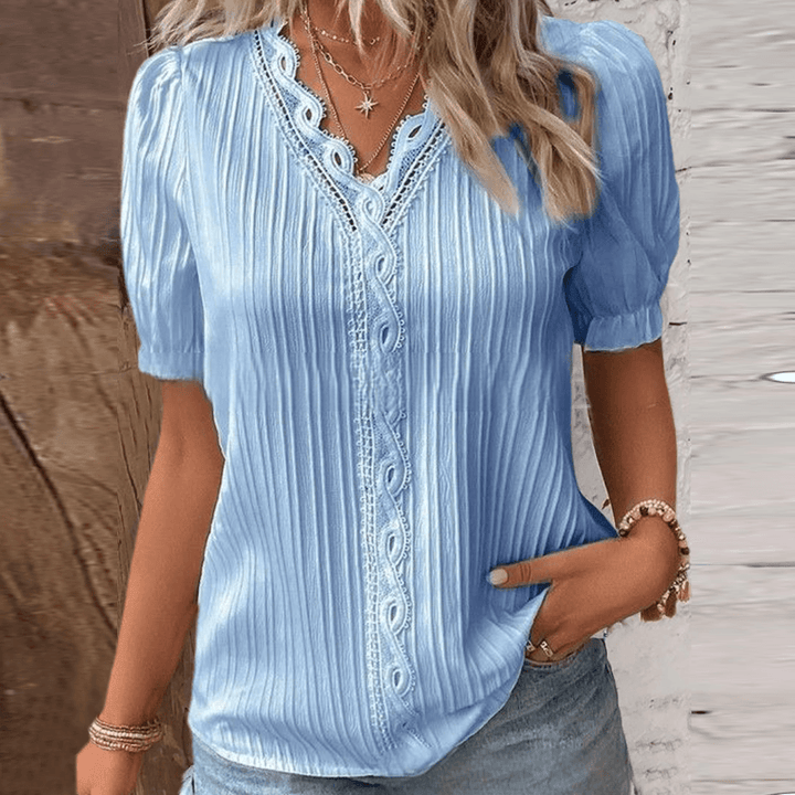 Cato - Elegant shirt met v-hals en kant