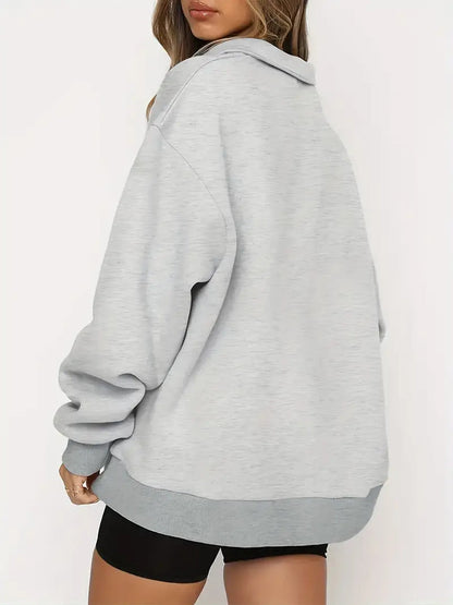 Anneliese - Comfortabel, oversized, casual sweatshirt met ritssluiting